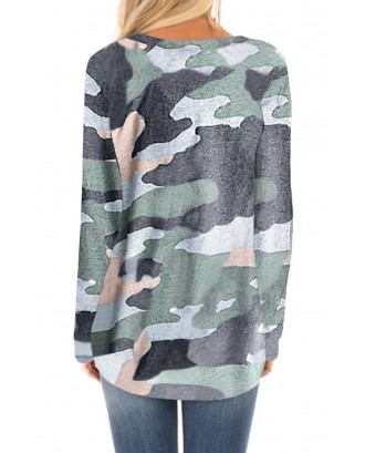 Khaki Stand For Something Camo Knit Top