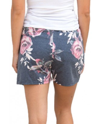 Flush Floral Print Charcoal Casual Shorts