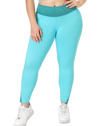 Sapphire Heathered Splice Plus Size Yoga Pants