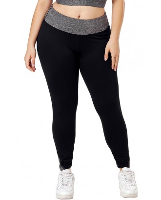 Black Heathered Splice Plus Size Yoga Pants
