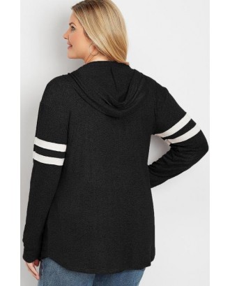 Black Plus Size Long Sleeve Pullover Hoodie