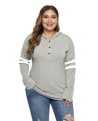 Gray Plus Size Long Sleeve Pullover Hoodie
