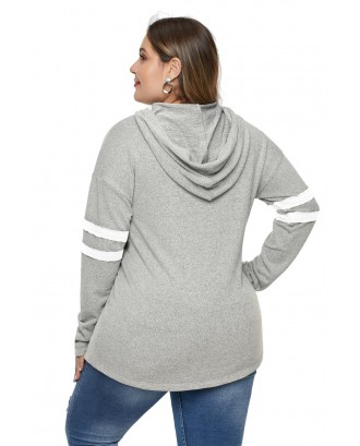 Gray Plus Size Long Sleeve Pullover Hoodie