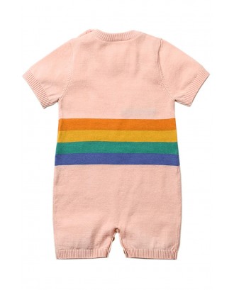Pink Adorable Shy Sun Pattern Knitted T-shirt Baby Romper