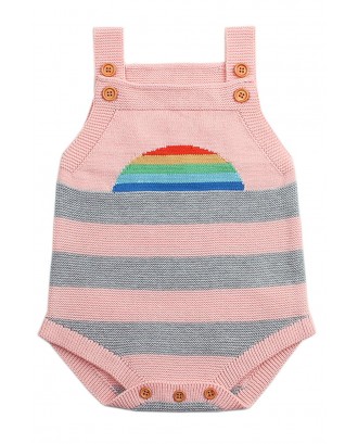 Pink Rainbow Pattern Knit Baby Onesies