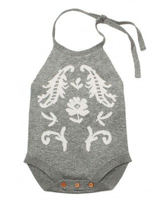 Grey Childish Flower Knit Hater Infant Bodysuit