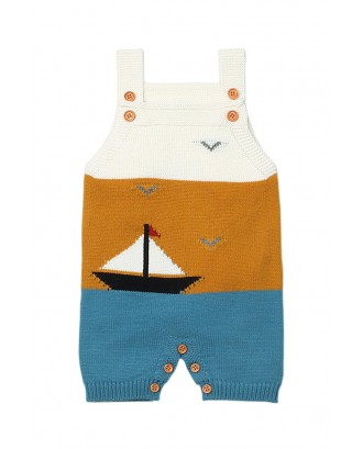 Mustard Blue Sailing Knitted Toddler Onesies