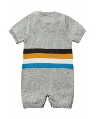 Gray Adorable Shy Sun Pattern Knitted T-shirt Baby Romper