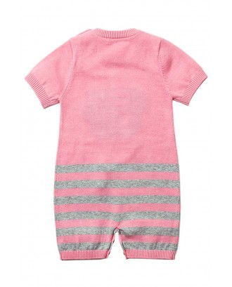 Pink Cute Cloud Pattern Knit Newborn Baby Romper