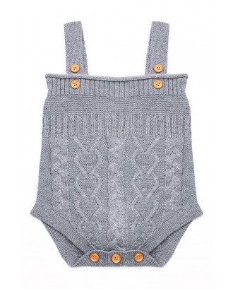 Grey Cable Knit Bunny Tail Baby Romper