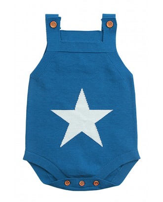 Blue Star Pattern Knitted Infant Romper Baby Wear