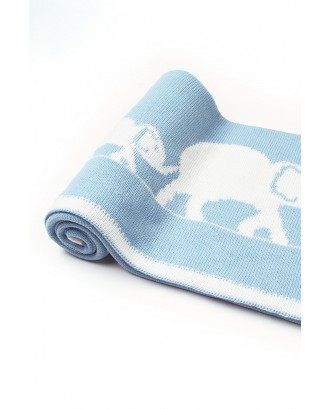 Light Blue Cute Elephant Pattern Baby Swaddle Blanket