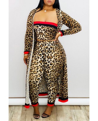 Lovely Apparel Leopard Printed Two-piece Pants Set
