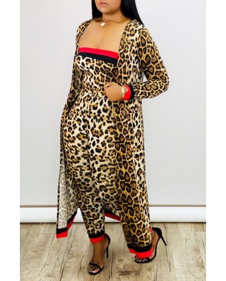 Lovely Apparel Leopard Printed Two-piece Pants Set